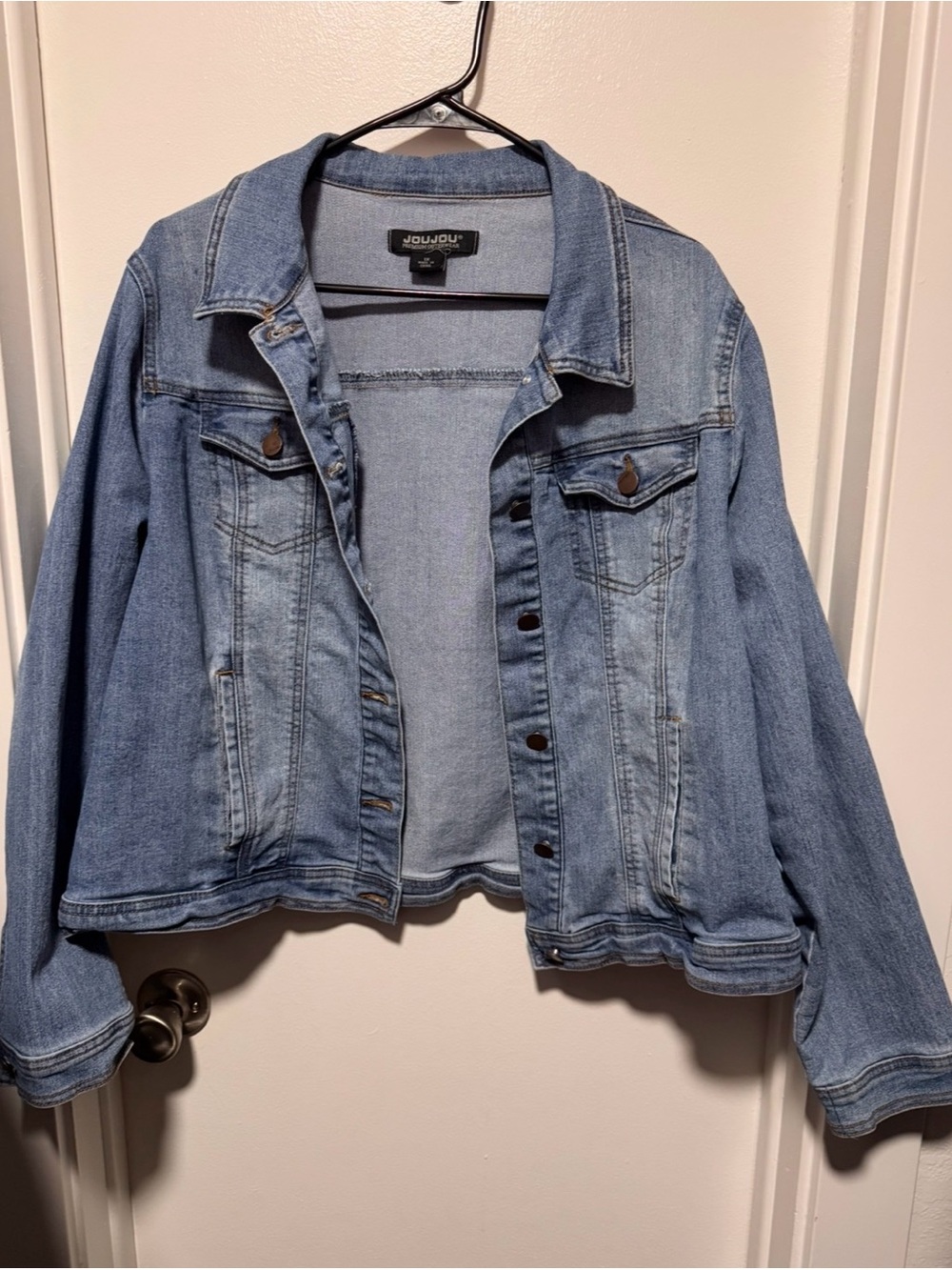 Jou Jou Light Wash Denim Jacket with Button Front